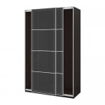 PAX гардероб с раздвижными дверьми черно-коричневый/Уггдаль серое стекло 150x66x236.4 cm