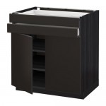 МЕТОД / МАКСИМЕРА Напольный шкаф/2дверцы/2ящика - под дерево черный, Кунгсбакка антрацит, 80x60 см