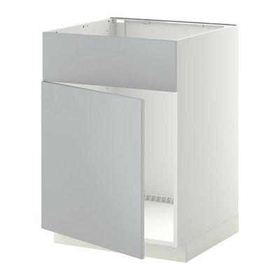 МЕТОД Напольный шкаф п-мойку с дв/фр пнл - Веддинге серый, белый МЕТОД Напольный шкаф п-мойку с дв/фр пнл - Веддинге серый, белый