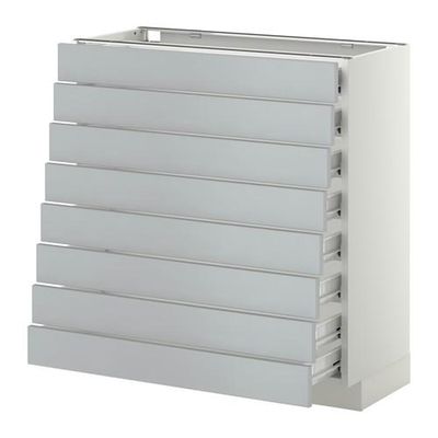 МЕТОД / ФОРВАРА Наполн шкаф 8 фронт/8 низк ящиков - белый, Веддинге серый, 80x37 см