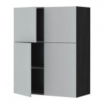 МЕТОД Навесной шкаф с полками/4дверцы - Веддинге серый, под дерево черный МЕТОД Навесной шкаф с полками/4дверцы - Веддинге серый, под дерево черный