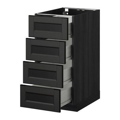 МЕТОД / ФОРВАРА Напольн шкаф 4 фронт панели/4 ящика - 40x60 см, Лаксарби черно-коричневый, под дерево черный МЕТОД / ФОРВАРА Напольн шкаф 4 фронт панели/4 ящика - 40x60 см, Лаксарби черно-коричневый, под дерево черный