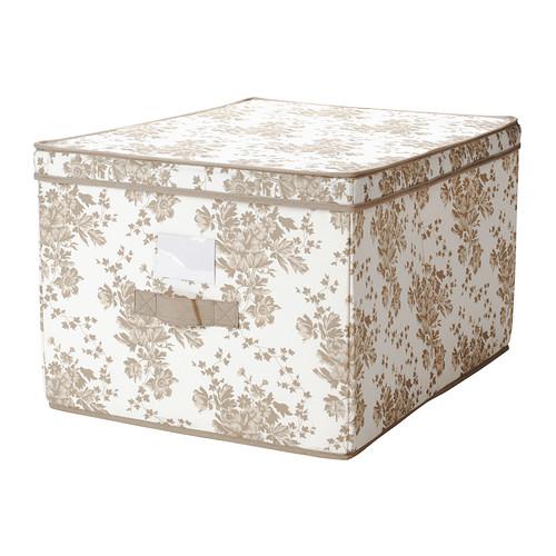 ГАРНИТУР Коробка с крышкой - бежевый/белый цветок, 42x56x32 см