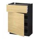 МЕТОД / МАКСИМЕРА Напольный шкаф с ящиком/дверью - 60x37 см, Тингсрид под березу, под дерево черный МЕТОД / МАКСИМЕРА Напольный шкаф с ящиком/дверью - 60x37 см, Тингсрид под березу, под дерево черный