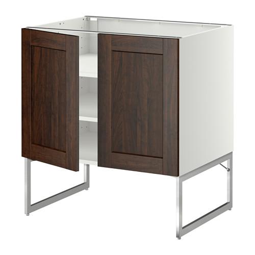 МЕТОД Напол шкаф с полками/2двери - белый, Эдсерум под дерево коричневый, 80x60x60 см МЕТОД Напол шкаф с полками/2двери - белый, Эдсерум под дерево коричневый, 80x60x60 см