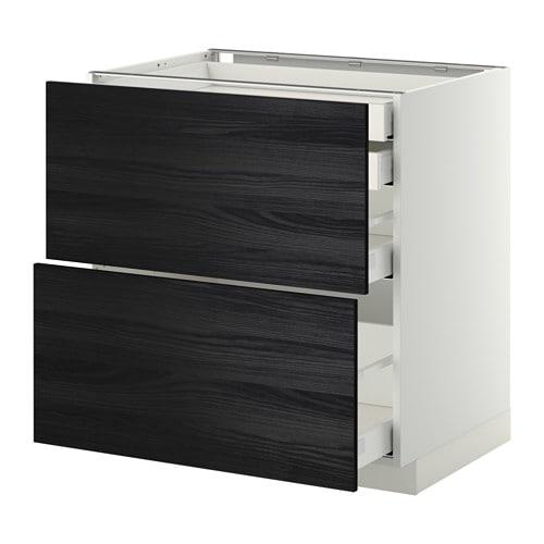 МЕТОД / МАКСИМЕРА Напл шк 2 фрнт/2низ/1срд/1 выс ящ - белый, Тингсрид под дерево черный, 80x60 см