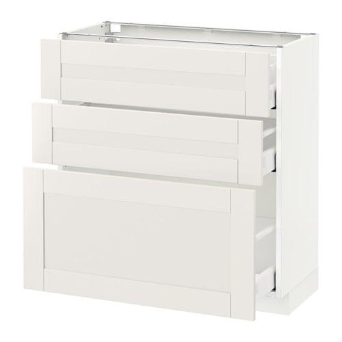 МЕТОД / МАКСИМЕРА Напольный шкаф с 3 ящиками - белый, Сэведаль белый, 80x37 см МЕТОД / МАКСИМЕРА Напольный шкаф с 3 ящиками - белый, Сэведаль белый, 80x37 см