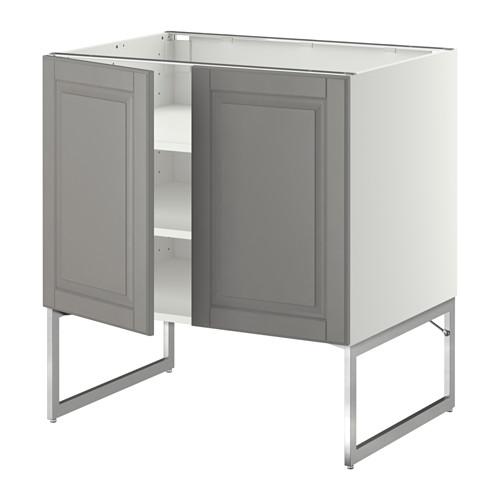 МЕТОД Напол шкаф с полками/2двери - белый, Будбин серый, 80x60x60 см МЕТОД Напол шкаф с полками/2двери - белый, Будбин серый, 80x60x60 см