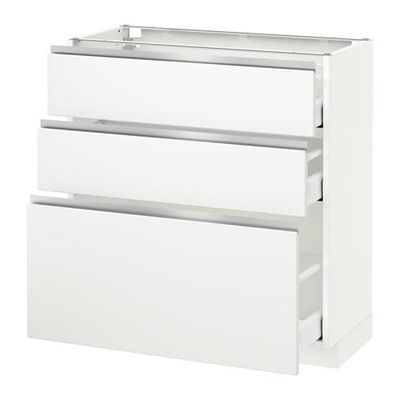 МЕТОД / МАКСИМЕРА Напольный шкаф с 3 ящиками - 80x37 см, Нодста белый/алюминий, белый МЕТОД / МАКСИМЕРА Напольный шкаф с 3 ящиками - 80x37 см, Нодста белый/алюминий, белый