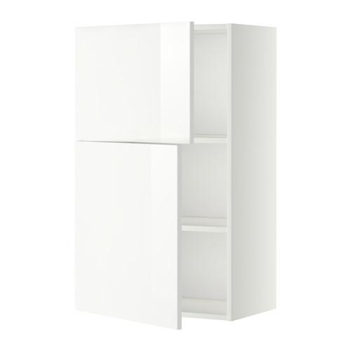 МЕТОД Навесной шкаф с полками/2дверцы - белый, Рингульт глянцевый белый МЕТОД Навесной шкаф с полками/2дверцы - белый, Рингульт глянцевый белый