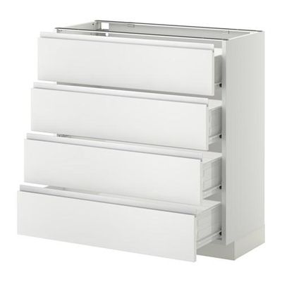 МЕТОД / ФОРВАРА Напольн шкаф 4 фронт панели/4 ящика - 80x37 см, Нодста белый/алюминий, белый МЕТОД / ФОРВАРА Напольн шкаф 4 фронт панели/4 ящика - 80x37 см, Нодста белый/алюминий, белый