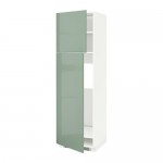 МЕТОД Высокий шкаф д/холодильника/2дверцы - белый, Калларп глянцевый светло-зеленый, 60x60x200 см