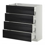 МЕТОД / МАКСИМЕРА Напольн шкаф 4 фронт панели/4 ящика - белый, Тингсрид под дерево черный, 80x37 см