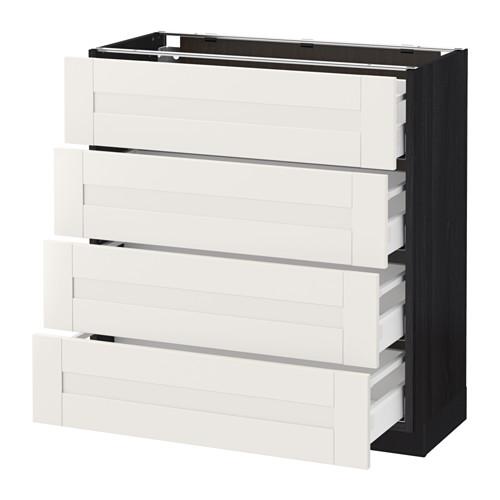 МЕТОД / МАКСИМЕРА Напольн шкаф 4 фронт панели/4 ящика - под дерево черный, Сэведаль белый, 80x37 см МЕТОД / МАКСИМЕРА Напольн шкаф 4 фронт панели/4 ящика - под дерево черный, Сэведаль белый, 80x37 см