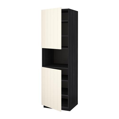 МЕТОД Выс шкаф д/СВЧ/2 дверцы/полки - под дерево черный, Хитарп белый с оттенком, 60x60x200 см МЕТОД Выс шкаф д/СВЧ/2 дверцы/полки - под дерево черный, Хитарп белый с оттенком, 60x60x200 см