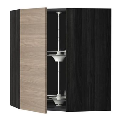 МЕТОД Угл нвсн шкф с вращающ секц - 68x80 см, Брокхульт под грецкий орех светло-серый, под дерево черный МЕТОД Угл нвсн шкф с вращающ секц - 68x80 см, Брокхульт под грецкий орех светло-серый, под дерево черный