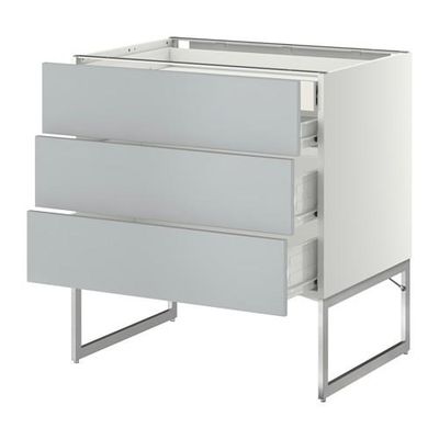 МЕТОД / ФОРВАРА Напольн шкаф 3фронт пнл/2низ/2ср ящ - 80x60x60 см, Веддинге серый, белый МЕТОД / ФОРВАРА Напольн шкаф 3фронт пнл/2низ/2ср ящ - 80x60x60 см, Веддинге серый, белый