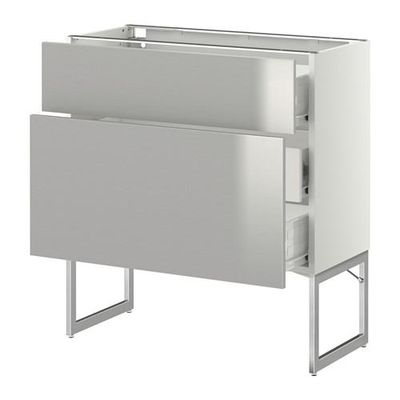 МЕТОД / ФОРВАРА Наполн шк 2 фрнт/3 средн ящ - 80x37x60 см, Гревста нержавеющ сталь, белый МЕТОД / ФОРВАРА Наполн шк 2 фрнт/3 средн ящ - 80x37x60 см, Гревста нержавеющ сталь, белый