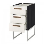 МЕТОД / ФОРВАРА Напольн шкаф 3фронт пнл/2низ/2ср ящ - 40x60x60 см, Мэрста белый, под дерево черный МЕТОД / ФОРВАРА Напольн шкаф 3фронт пнл/2низ/2ср ящ - 40x60x60 см, Мэрста белый, под дерево черный