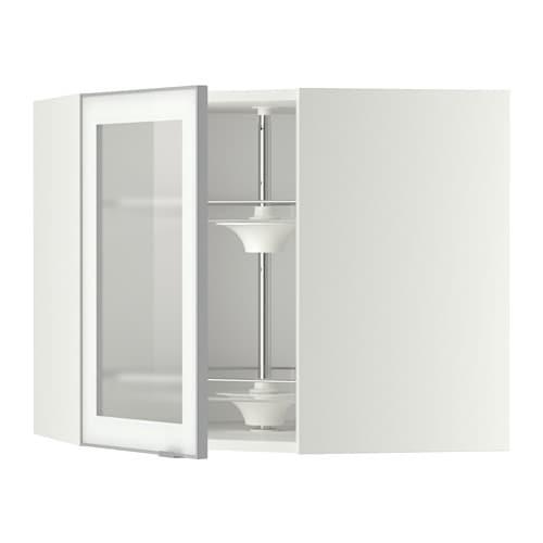 МЕТОД Углов навесн шк с врщ скц/сткл дв - белый, Ютис матовое стекло/алюминий, 68x60 см МЕТОД Углов навесн шк с врщ скц/сткл дв - белый, Ютис матовое стекло/алюминий, 68x60 см