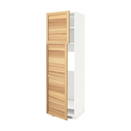 МЕТОД Высокий шкаф д/холодильника/2дверцы - белый, Торхэмн естественный ясень, 60x60x200 см