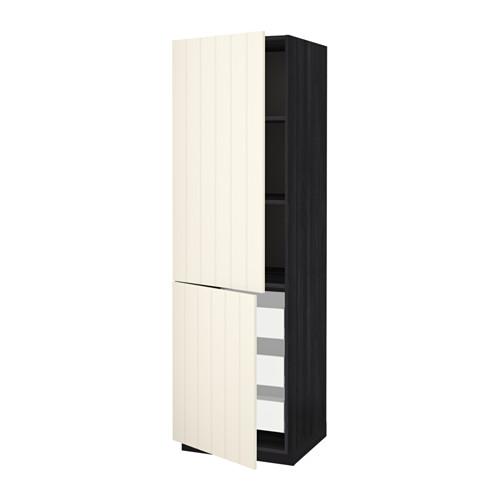 МЕТОД / МАКСИМЕРА Высокий шкаф+полки/3 ящика/2 дверцы - под дерево черный, Хитарп белый с оттенком, 60x60x200 см МЕТОД / МАКСИМЕРА Высокий шкаф+полки/3 ящика/2 дверцы - под дерево черный, Хитарп белый с оттенком, 60x60x200 см