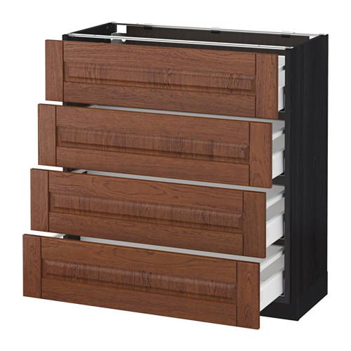 МЕТОД / МАКСИМЕРА Напольн шкаф 4 фронт панели/4 ящика - под дерево черный, Филипстад коричневый, 80x37 см МЕТОД / МАКСИМЕРА Напольн шкаф 4 фронт панели/4 ящика - под дерево черный, Филипстад коричневый, 80x37 см
