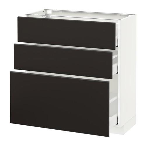 МЕТОД / МАКСИМЕРА Напольный шкаф с 3 ящиками - белый, Кунгсбакка антрацит, 80x37 см МЕТОД / МАКСИМЕРА Напольный шкаф с 3 ящиками - белый, Кунгсбакка антрацит, 80x37 см