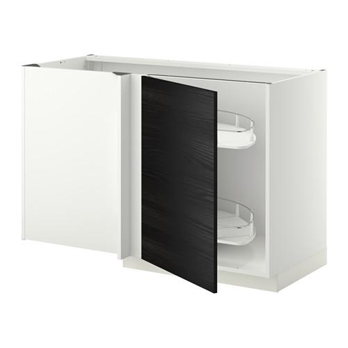 МЕТОД Угловой напол шкаф с выдвижн секц - белый, Тингсрид под дерево черный