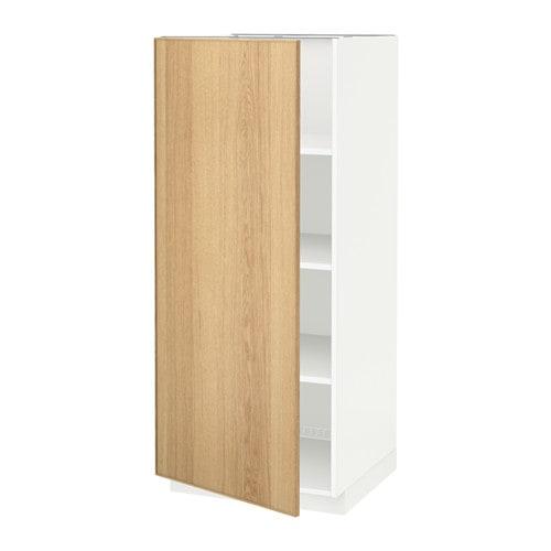 МЕТОД Высок шкаф с полками - белый, Экестад дуб МЕТОД Высок шкаф с полками - белый, Экестад дуб
