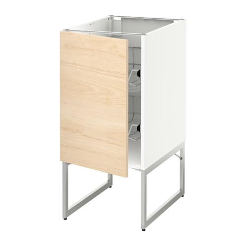 МЕТОД Напольный шкаф с проволочн ящиками - белый, Аскерсунд под светлый ясень, 40x60x60 см