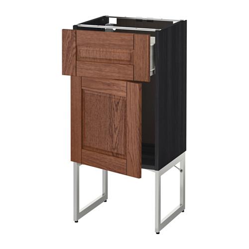 МЕТОД / ФОРВАРА Напольный шкаф с ящиком/дверью - 40x37x60 см, Филипстад коричневый, под дерево черный МЕТОД / ФОРВАРА Напольный шкаф с ящиком/дверью - 40x37x60 см, Филипстад коричневый, под дерево черный