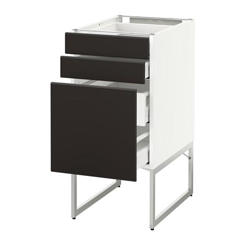 МЕТОД / МАКСИМЕРА Напольн шкаф 3фронт пнл/2низ/2ср ящ - белый, Кунгсбакка антрацит, 40x60x60 см МЕТОД / МАКСИМЕРА Напольн шкаф 3фронт пнл/2низ/2ср ящ - белый, Кунгсбакка антрацит, 40x60x60 см