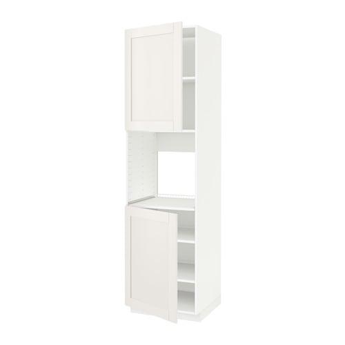 МЕТОД Высок шкаф д/духовки/2дверцы/полки - белый, Сэведаль белый, 60x60x220 см