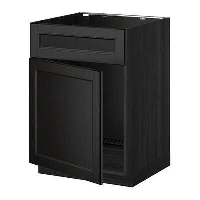 МЕТОД Напольный шкаф п-мойку с дв/фр пнл - Лаксарби черно-коричневый, под дерево черный МЕТОД Напольный шкаф п-мойку с дв/фр пнл - Лаксарби черно-коричневый, под дерево черный