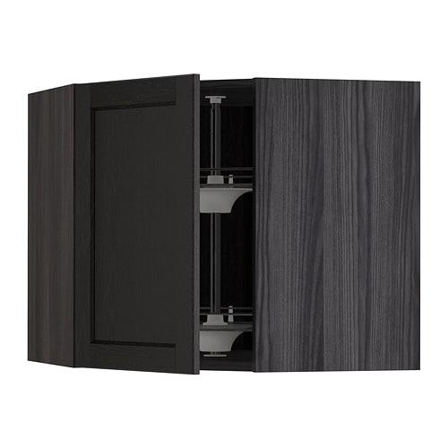 МЕТОД Угл нвсн шкф с вращающ секц - под дерево черный, Лерх черная морилка, 68x60 см