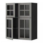 METOD навесной шкаф с полками/4 стекл дв черный/Будбин серый 80x100 см