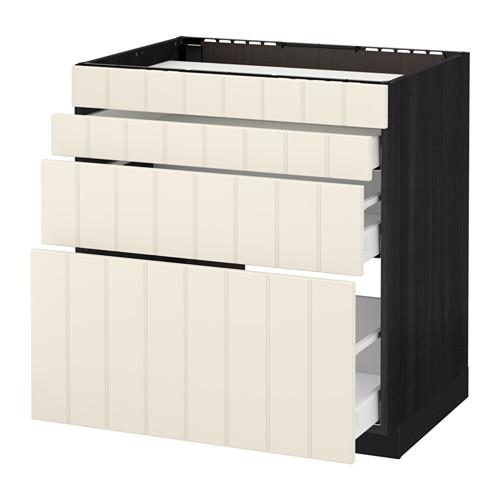 МЕТОД / МАКСИМЕРА Нап шкаф д/духовки/4фасада/3ящика - под дерево черный, Хитарп белый с оттенком, 80x60 см МЕТОД / МАКСИМЕРА Нап шкаф д/духовки/4фасада/3ящика - под дерево черный, Хитарп белый с оттенком, 80x60 см