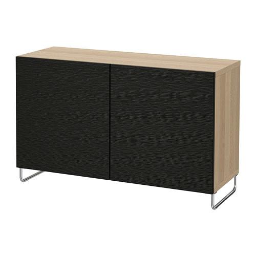 БЕСТО Комбинация для хранения с дверцами - под беленый дуб черный БЕСТО Комбинация для хранения с дверцами - под беленый дуб черный