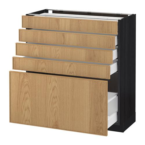 МЕТОД / МАКСИМЕРА Напольный шкаф с 5 ящиками - под дерево черный, Экестад дуб, 80x37 см МЕТОД / МАКСИМЕРА Напольный шкаф с 5 ящиками - под дерево черный, Экестад дуб, 80x37 см