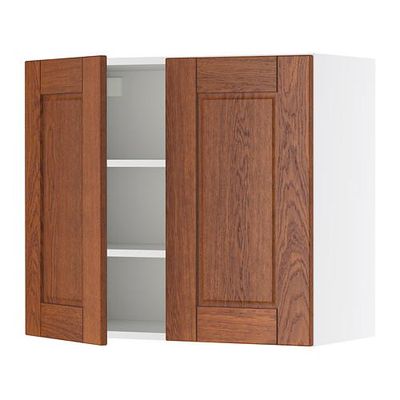 ФАКТУМ Навесной шкаф с 2 дверями - Ликсторп коричневый, 80x70 см