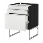 МЕТОД / ФОРВАРА Напольн шкаф 3фронт пнл/2низ/2ср ящ - 60x60x60 см, Нодста белый/алюминий, под дерево черный МЕТОД / ФОРВАРА Напольн шкаф 3фронт пнл/2низ/2ср ящ - 60x60x60 см, Нодста белый/алюминий, под дерево черный