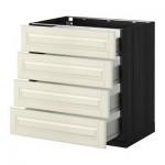 МЕТОД / ФОРВАРА Напольн шкаф 4 фронт панели/4 ящика - 80x60 см, Будбин белый с оттенком, под дерево черный