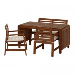 ÄPPLARÖ стол+2кресла+скамья, д/сада коричневая морилка/Холло бежевый