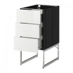 МЕТОД / ФОРВАРА Нплн шк 3 фрнт/3 средн ящика - 40x60x60 см, Рингульт глянцевый белый, под дерево черный