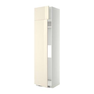 МЕТОД Выс шкаф д/холодильн или морозильн - 60x60x240 см, Рингульт глянцевый кремовый, белый