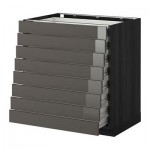 МЕТОД / ФОРВАРА Наполн шкаф 8 фронт/8 низк ящиков - 80x60 см, Рингульт глянцевый серый, под дерево черный МЕТОД / ФОРВАРА Наполн шкаф 8 фронт/8 низк ящиков - 80x60 см, Рингульт глянцевый серый, под дерево черный