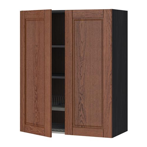 МЕТОД Навесной шкаф с посуд суш/2 дврц - под дерево черный, Филипстад коричневый, 80x100 см МЕТОД Навесной шкаф с посуд суш/2 дврц - под дерево черный, Филипстад коричневый, 80x100 см