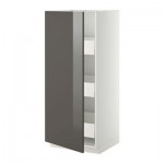 МЕТОД / МАКСИМЕРА Высокий шкаф с ящиками - 60x60x140 см, Рингульт глянцевый серый, белый