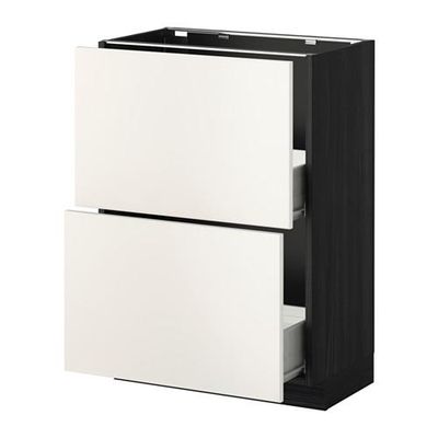 МЕТОД / ФОРВАРА Напольный шкаф с 2 ящиками - 60x37 см, Веддинге белый, под дерево черный МЕТОД / ФОРВАРА Напольный шкаф с 2 ящиками - 60x37 см, Веддинге белый, под дерево черный